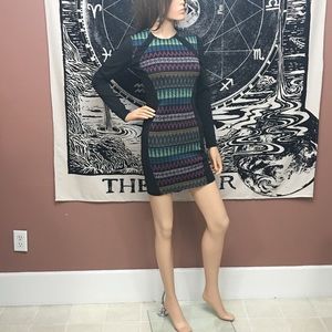 Divided Neon Tribal Barb Wire Print Bodycon Dress